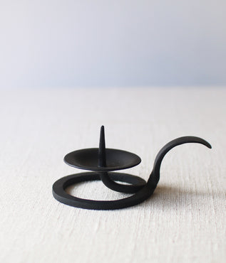 Hand-forged Iron Candle Holder with Handle (For candle size #7-10)