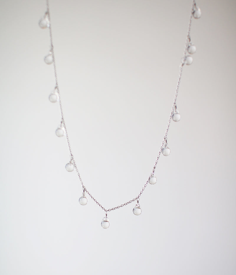 Morning Dew Glass Necklace {Silver}