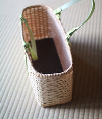 Bamboo Square Basket Bag (Lime green)