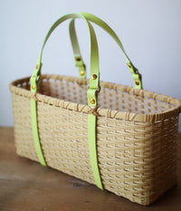 Bamboo Square Basket Bag (Lime green)