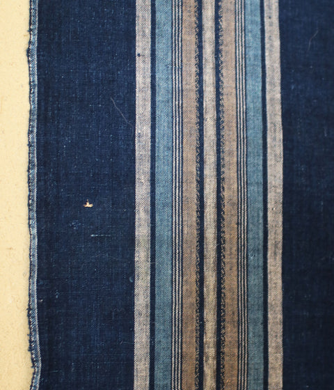 [Vintage] Striped Indigo Cotton Vintage Fabric