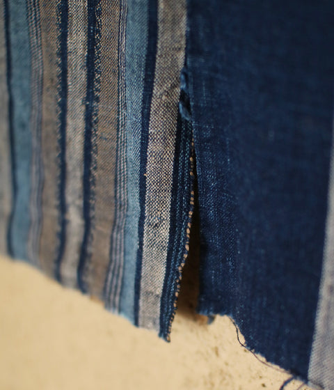 [Vintage] Striped Indigo Cotton Vintage Fabric