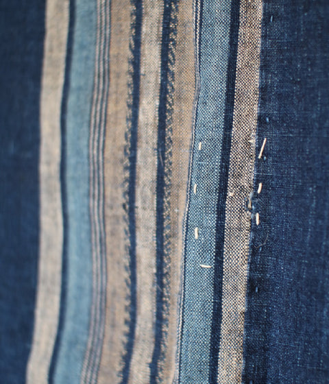 [Vintage] Striped Indigo Cotton Vintage Fabric