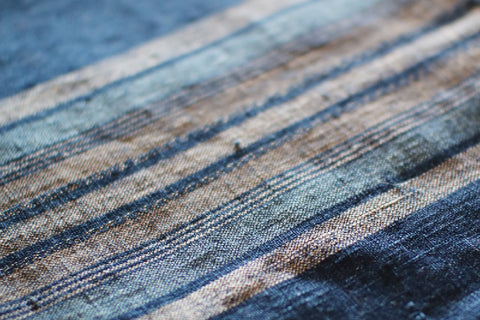 [Vintage] Striped Indigo Cotton Vintage Fabric