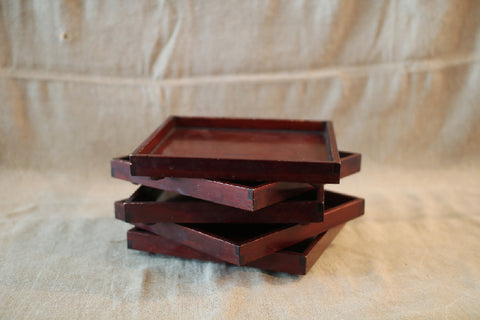 [Vintage] Antique Ise Shunkei Lacquer Tray with Walnut Feet