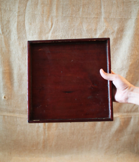 [Vintage] Antique Ise Shunkei Lacquer Tray with Walnut Feet