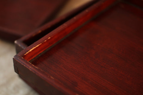 [Vintage] Antique Ise Shunkei Lacquer Tray with Walnut Feet