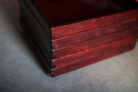 [Vintage] Antique Ise Shunkei Lacquer Tray with Walnut Feet