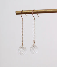 Glass Sphere Cullet Earrings (10K Gold)