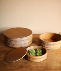 Wooden Round Jubako Boxes