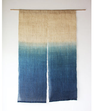 Aizome Indigo Dyed Linen Noren Curtain [A] [Ready to Ship]