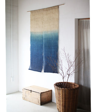 Aizome Indigo Dyed Linen Noren Curtain [A] [Ready to Ship]