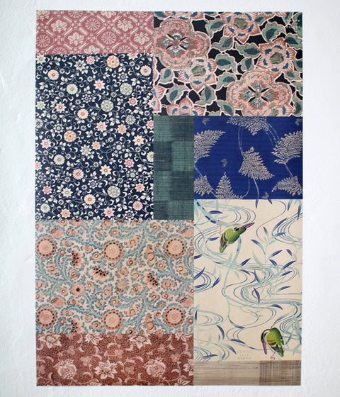 Vintage kimono patterns wrapping paper B