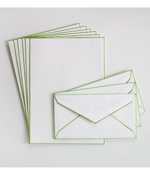 Woodblock Print Bordered Letter Set {Green}