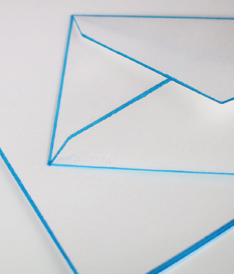 Woodblock Print Bordered Letter Set {Blue}