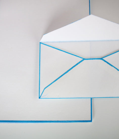 Woodblock Print Bordered Letter Set {Blue}