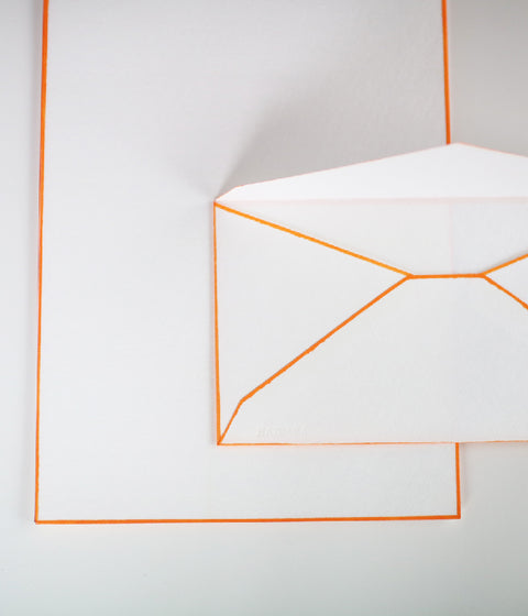 Woodblock Print Bordered Letter Set {Orange}